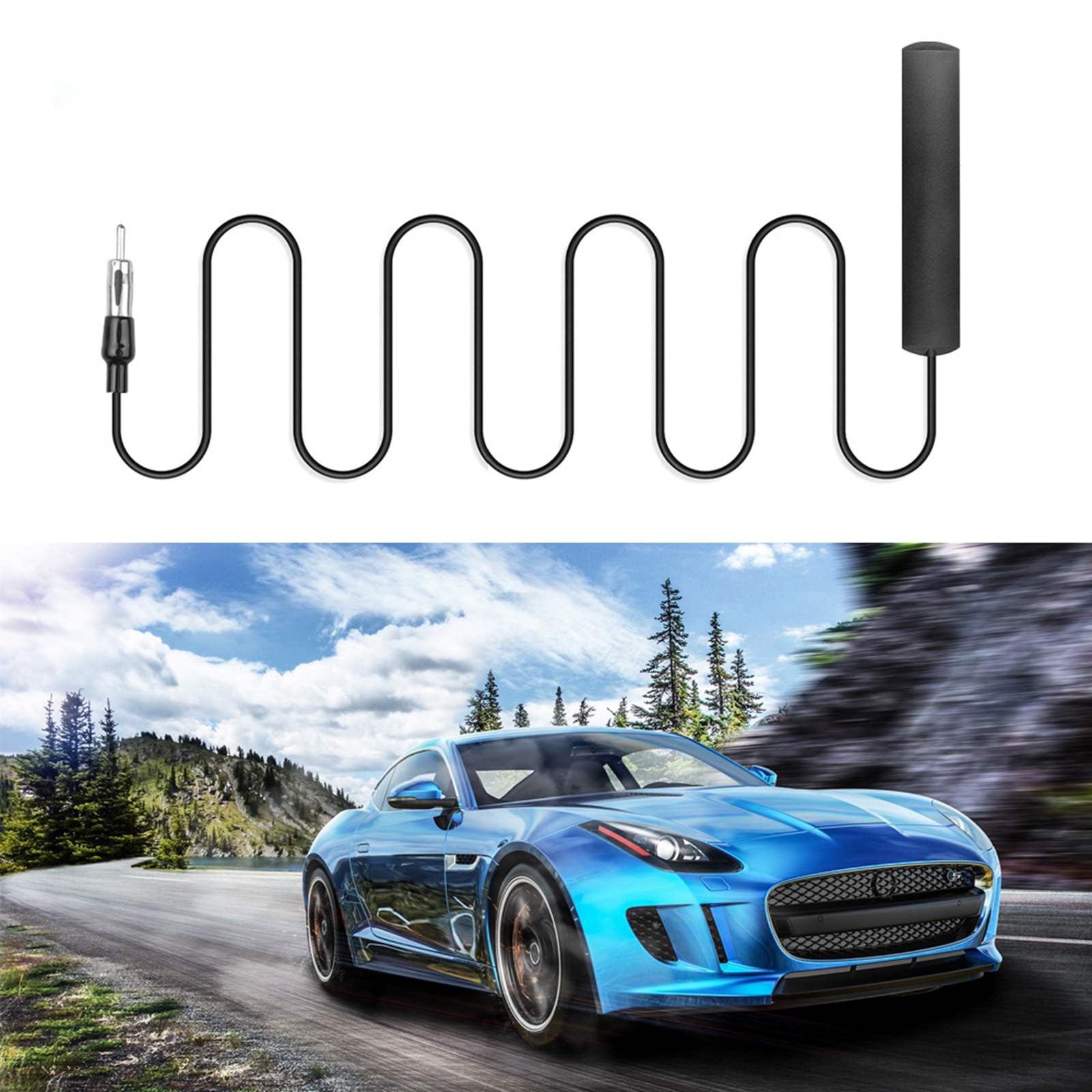 loopsun Car Antenna Car Stereo FM AM Radio Antenna Car Adhesive Mount Hidden Patch Antenna For