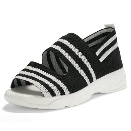 

Rotosw Womens Summer Wedge Sandals Comfort Beach Walking Shoes Outdoor Sport Sandals Black 4