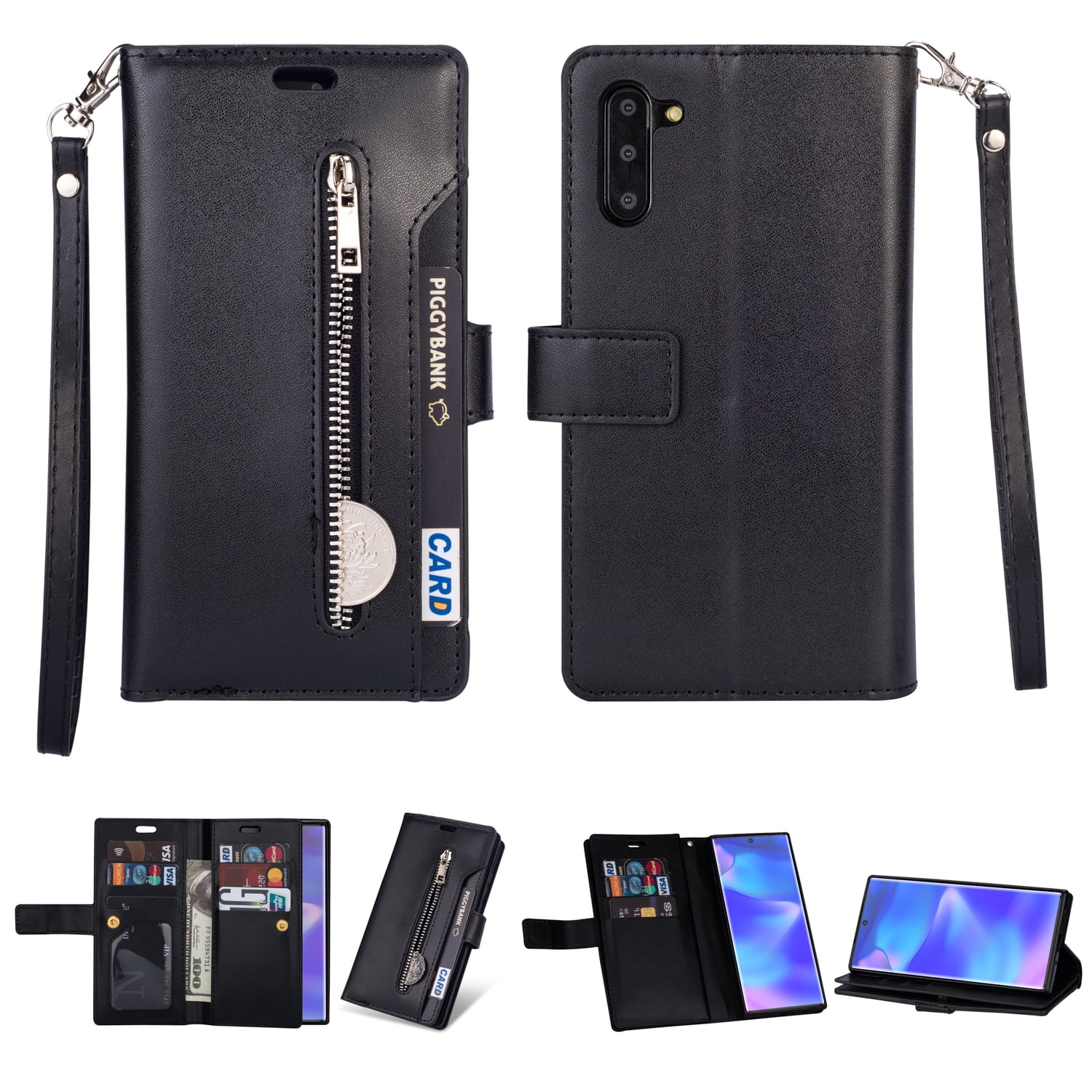  Case for Samsung Note 10 Plus Phone, Leather Wallet Flip Cover  with Card Holder, Magnetic Closure, Kickstand. Hard PU Shell & Soft TPU  Inner Folio Cases, Full Protection for Note 10