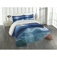 thumbnail image 2 of Ambesonne Ocean Quilted Coverlet 3 Pcs, Moonlight over Wavy Sea, King Size, Navy White, 2 of 4