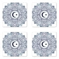 thumbnail image 1 of Moon Coaster Set of 4, Eastern Design Celebration Vintage Circle Pattern, Square Hardboard Gloss Coasters, Standard Size, Dark Blue White Teal, by Ambesonne, 1 of 2