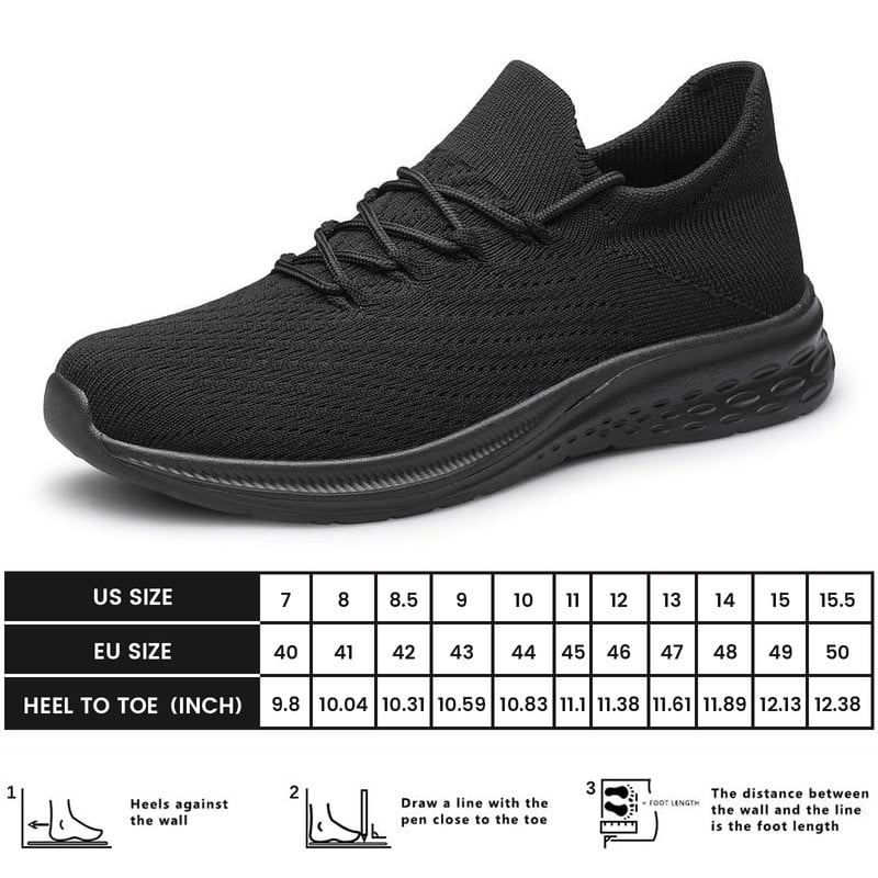 vibdiv Mens Slip On Walking Shoes Lightweight Breathable Non Slip Running Shoes Comfortable Fashion Sneakers for Men All Black Size 7
