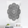thumbnail image 1 of Leaf Tapestry, Ornamental Mandala with Lace Pattern Featured Mixed Flower Petals Folk Design, Fabric Wall Hanging Decor for Bedroom Living Room Dorm, 5 Sizes, Black White, by Ambesonne, 1 of 1