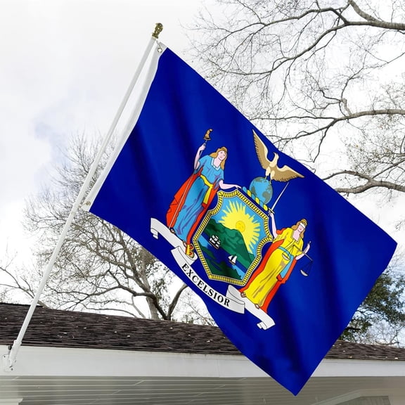TG4THT-New York State Flag 3x5 Ft Double Sided Outdoor Heavy Duty Vivid Colors New York NY State Flags 3 Ply with Durable Canvas Header and 2 Brass Grommets