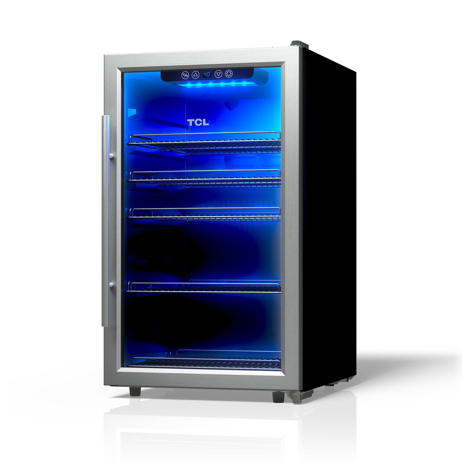 TCL Stainless Steel Single Door 132 Can Beverage Cooler for Kitchen, Bedroom & Office, 4.24 Cu. Ft.