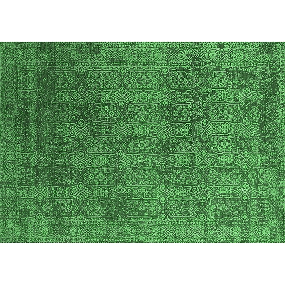 Ahgly Company Indoor Rectangle Oriental Emerald Green Industrial Area Rugs, 5' x 7'