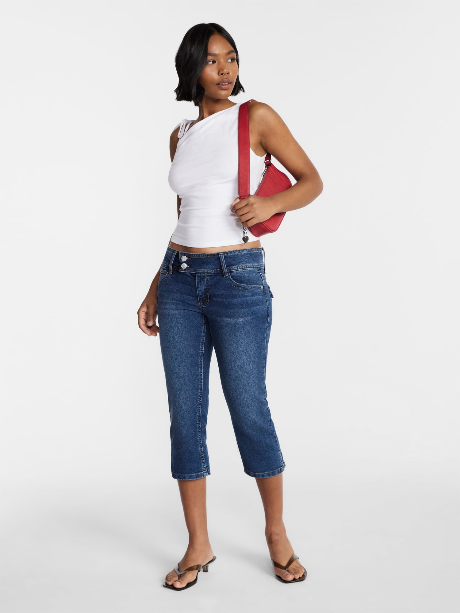 No Boundaries Low Rise Denim Capri Pants, 21" Inseam, Women's 0-20
