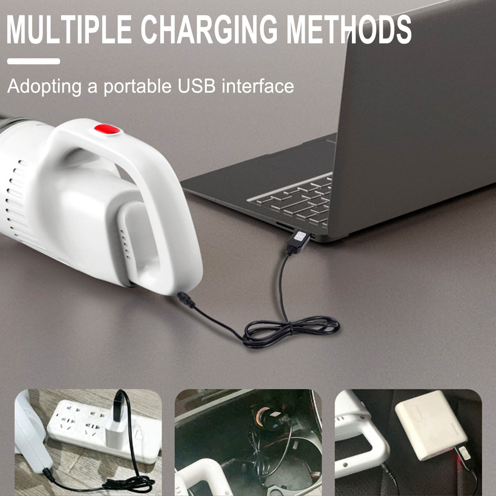 Portable 2-in-1 Stick Vacuum Cleaner - 12000Pa Strong Suction, Wireless Handheld for Home & Car, Lightweight, Reusable Filter, Extendable Rod for Easy Cleaning