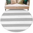 thumbnail image 2 of Grey White Stripes Simple Round Living Room Rugs 5 ft, Geometric Washable Area Rug with Non-Slip Sturdy Edge Binding Round Carpet for Entryway Kitchen Bedroom Bathroom, 2 of 9