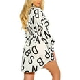 thumbnail image 4 of Seyurigaoka Women Irregular Hem Dress Letter Print Long Sleeve Midi Dress, 4 of 8