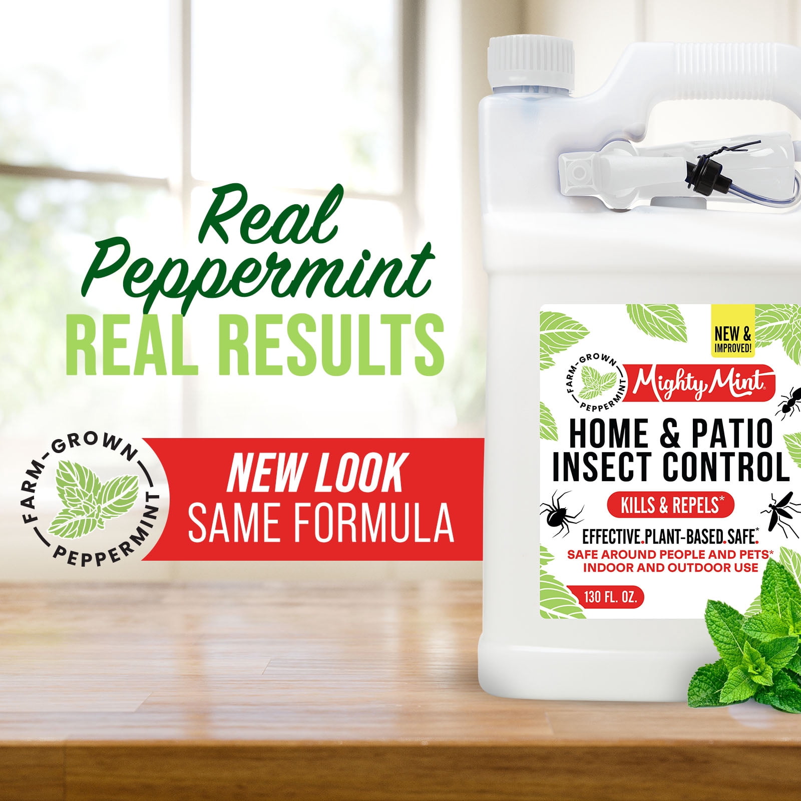 Mighty Mint Peppermint Oil Home & Patio Insect Control Spray Natural Indoor & Outdoor Bug Control for Spiders, Ants, Roaches, and More, 130 fl. oz.