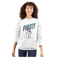 thumbnail image 3 of First on the Moon USA Flag Astronaut Unisex Plus Fleece Graphic Sweatshirt Brisco Brands 2X, 3 of 6