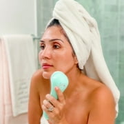 Spa Sciences NOVA Facial Cleansing Brush, Sonic Facial Cleansing for Exfoliation, Includes Antimicrobial Brush, Sensitive Skin Brush, and Serum Infuser, Mint