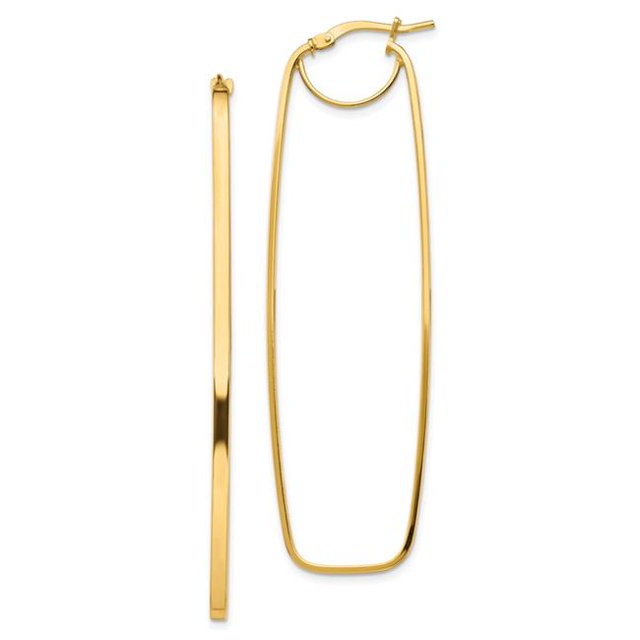 Quality Gold TF1397 14K Yellow Gold Polished 2 mm Rectangle Hoop Earrings
