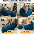 thumbnail image 4 of DEALTOPS Bean Bag Sofa Chair with Footrest, Foam-Filled Comfy Lounge Chair for Living Room, Bedroom, Dorm & Nursery, Blue, 4 of 7
