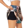 thumbnail image 2 of Bixox Women's Playful Cat pattern 2 in 1 Running Shorts - Lightweight Athletic Workout Gym Yoga Shorts Liner with Pockets - Large, 2 of 7