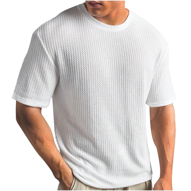 JUNWELL T-Shirts pour Hommes Grande Taille Manches Courtes T-Shirts Col Rond Classiques Été Hauts pour Hommes