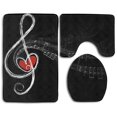 thumbnail image 1 of ABPHQTO Símbolos Musicales Amor Juego de alfombras de baño de 3 piezas Alfombra de baño Alfombra de contorno y tapa de inodoro, 1 of 2