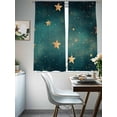 thumbnail image 4 of Teal Yellow Star Sheer Curtains 72 Inch Length 2 Panels Set, Elegant Sky Star Art Voile Window Treatment Rod Pocket Curtains Sheers Drapes for Bedroom/Living Room/Kitchen 52"x72"x2, 4 of 7