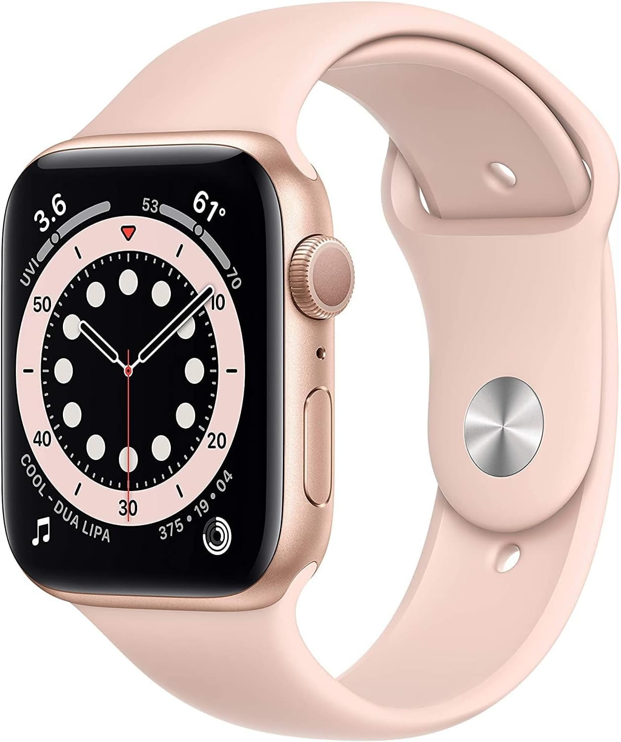 Apple, Watch Series 6, GPS + Cellular, Pink Sand Sport Band, 1 Each, Aluminum Case, Gold/44mm, 1, 1, 1