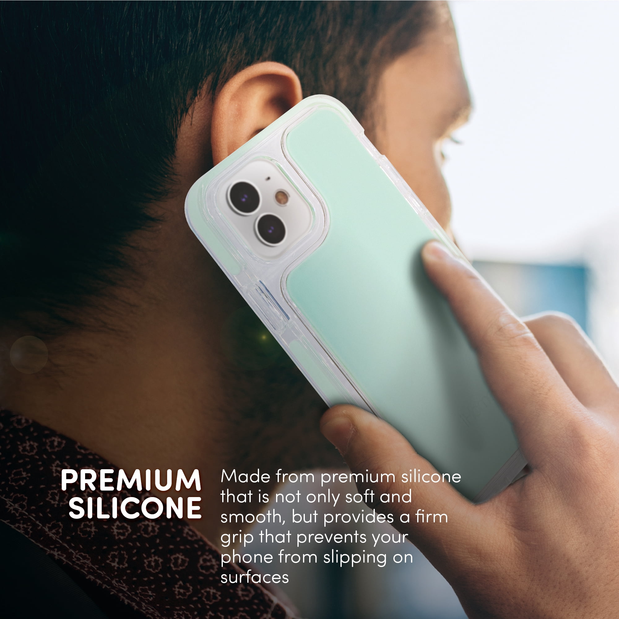 iHome Velo Silicone Impact Case for iPhone 12/12 Pro, Mint Green