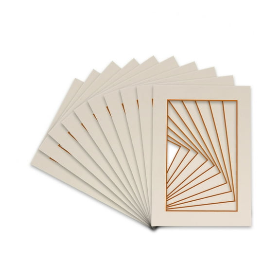 White Acid Free 11x14 Picture Frame Mat with Orange Core Bevel Cut for 8x10 Pictures - Fits 11x14 Frame - Pack of