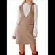 thumbnail image 3 of Vestido Corto de Punto Liso Sin Mangas con Cuello en V y Bolsillos para Mujer Caqui M, 3 of 10