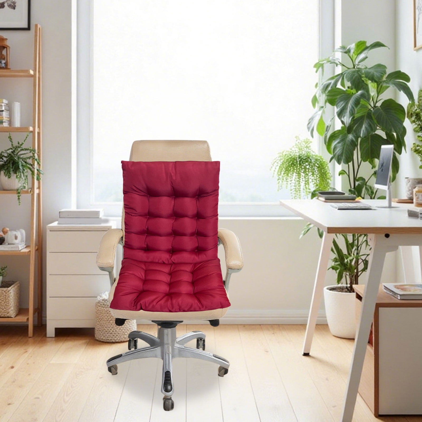 EazyTech High Back Seat Cushion for Indoor Outdoor, One-Piece Rocking Chair Cushions Lounger Chair Pad for Garden Patio Office Dorm Chair Red