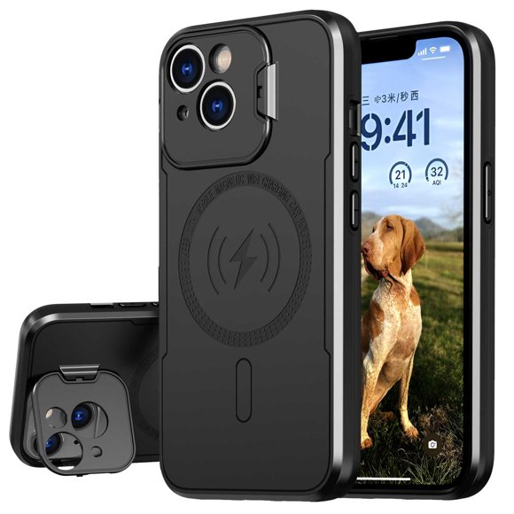 Funda TEKKU Armor Soporte para iPhone 15 Negra compatible con MagSafe