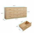 thumbnail image 4 of HIUU Modren 9 Drawers Dresser,63 Inch Wide Wood Dressers & Chest of Drawers Gold handle for Living Room, Bedroom, Hallway, Closet, Office, Natural, 4 of 6