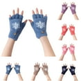 thumbnail image 3 of Xfvqtps Womens Fingerless Gloves with Flip Cover Plush Knitting Snowflake Sweet Windproof Warm for Cold Weather Winter Mittens Pink, 3 of 3