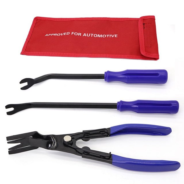 Tignapoo Premium Car Panel Removal Kit with Storage Pouch - Durable Manganese Steel Tools for Auto Detailing, Door Panel & Dashboard Maintenance (4-Piece Set, Blue)