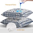 thumbnail image 4 of Throw Pillow Covers 20x20 Inch Set of 2, Farmhouse Boho Waterproof Outdoor Pillow Covers, Blue Country Vintage Chic Abstract Floral Decorative Cushion Pillowcases for Couch, Sofa, Bed, Garden, Patio, 4 of 9