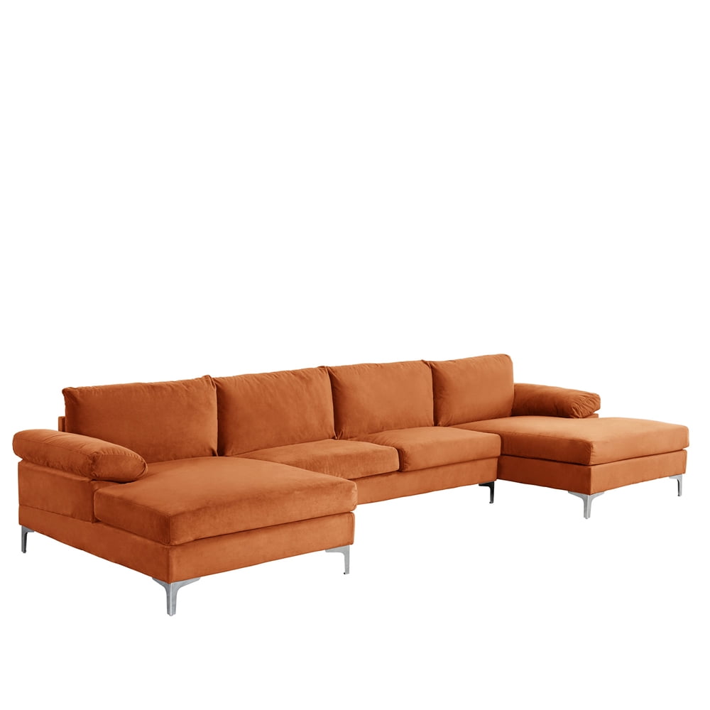 Modern Orange Sectional Sofa Baci Living Room