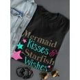 thumbnail image 3 of Mermaid Kisses & Starfish Wishes Women Black T-Shirt, Female 3X-Large, 3 of 4