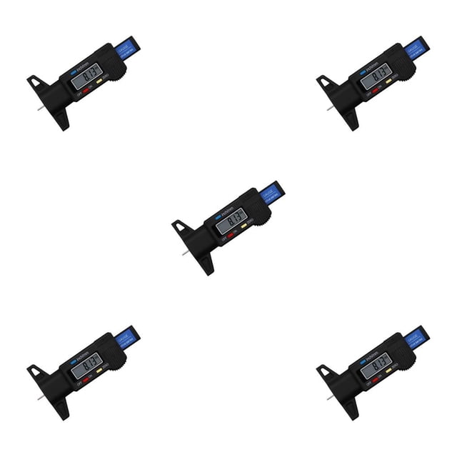 Maoww Tire Thread Depth Vernier Caliper 0-25.4mm Meter Automobile Thickness Detection Slide Resettable Portable Gauge Tool Black 5Set