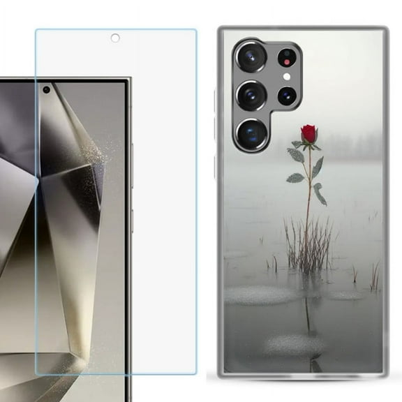 OneToughShield ® Compatible with Samsung Galaxy S24 Ultra, Shockproof Phone Case, with Tempered Glass Screen Protector - Icy Rose