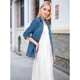 thumbnail image 5 of Women'S Lightweights Lapel Three-Quarter Sleeve Elastic Pleated Fully Lined Casual Work Jacket with Pockets Blue S, 5 of 9