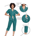 thumbnail image 4 of ANLIQI Women's Pajama Sets 100% Cotton Summer Short Sleeve Capri Pajamas for Women Set Button Down Pjs Soft Sleepwear(Green,2XL), 4 of 6