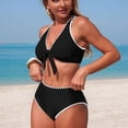 thumbnail image 5 of Duqingm High Waisted Bikini Womens High Waisted Bikini Sets Drawstring Tummy Control Swimsuits Crisscross Tie Back Bathing Suit Black,XL, 5 of 7