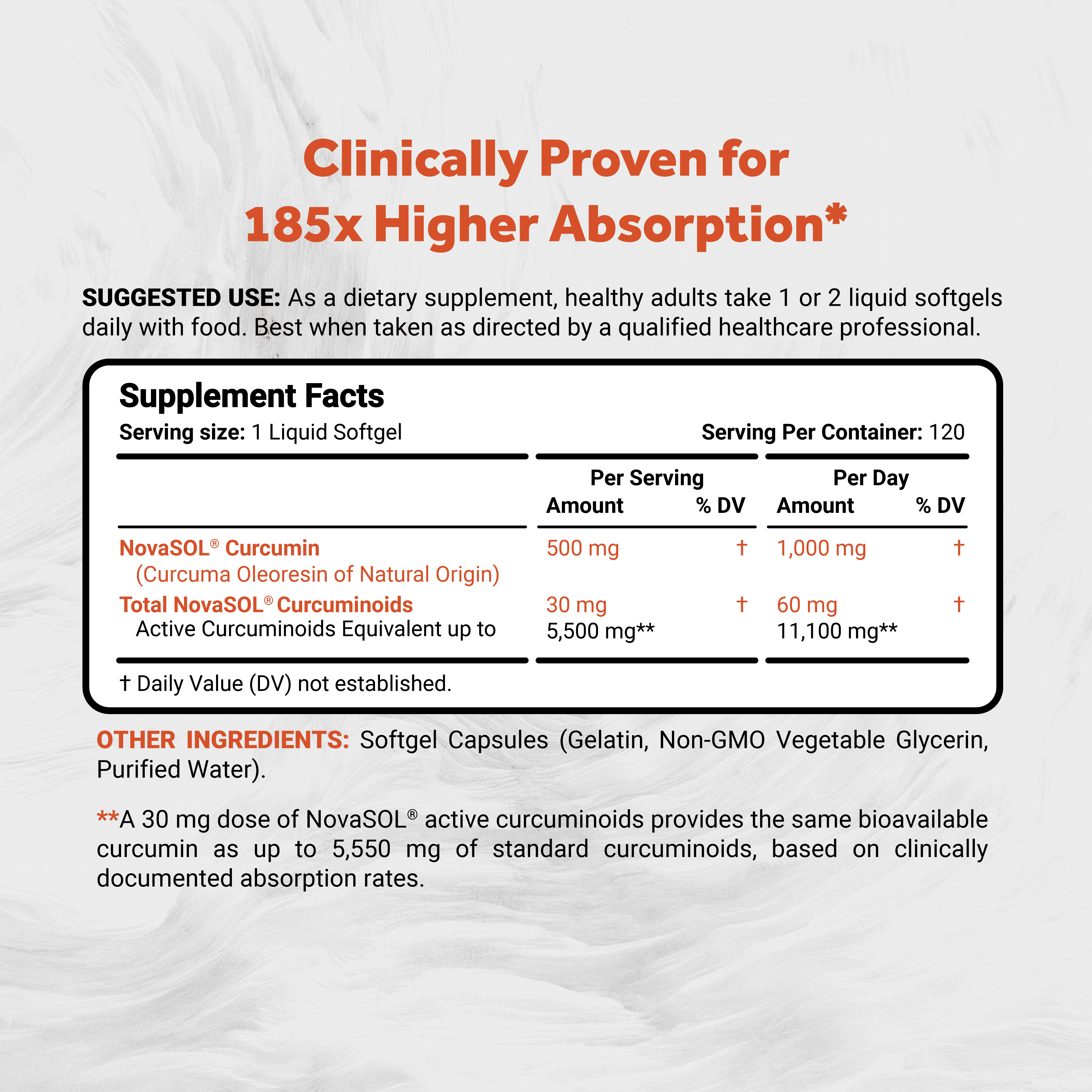 Naturalis NovaSOL Turmeric Curcumin (5,550mg Curcuminoids Equivalent Per Serving) - Clinical Proven with 185X Better Absorption | Antioxidant Support for Brain, Joint & Immune Health* | 120 Servings