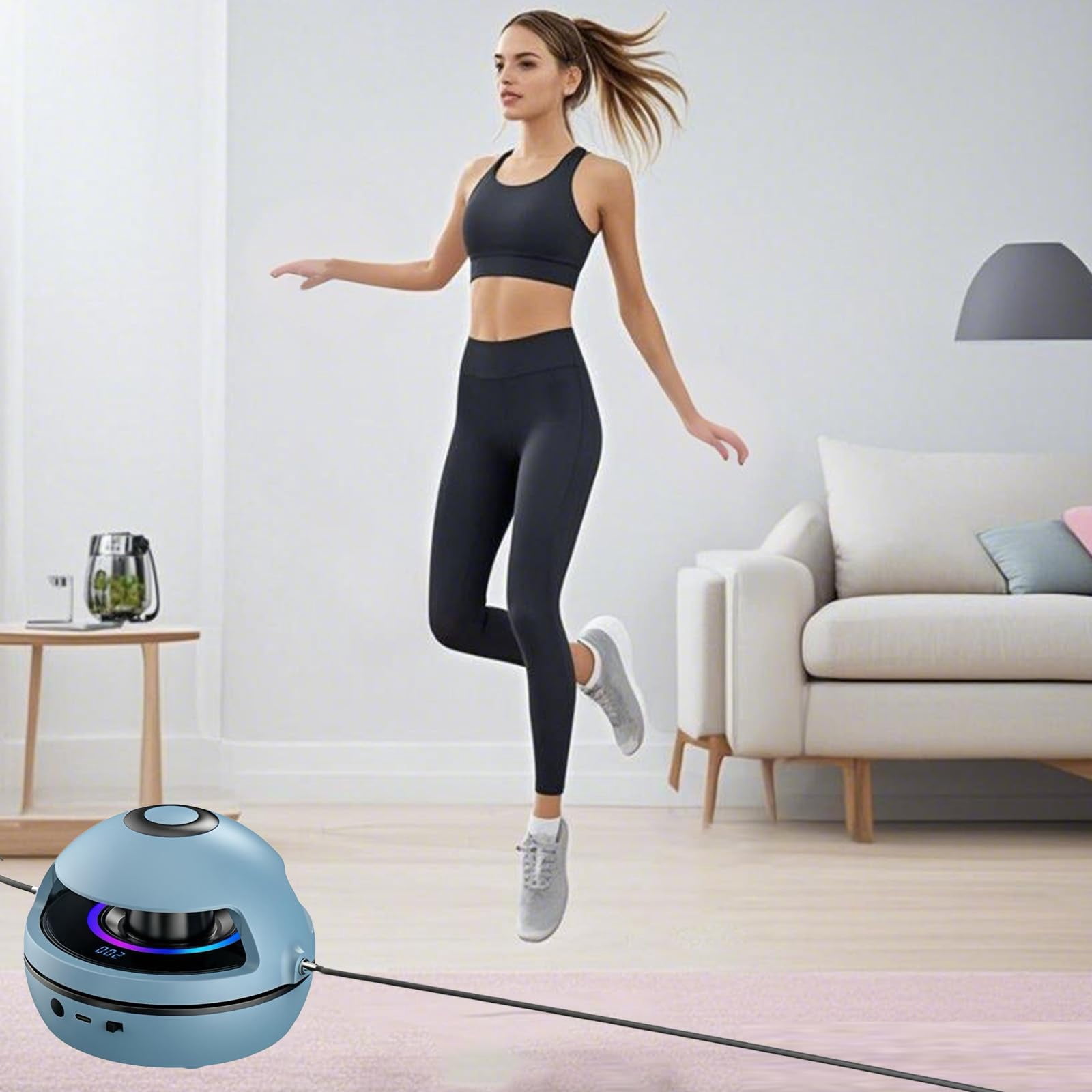 Smart Counting Rope, Smart Jump Rope Machine, Electric Music Jump Rope, 1-10 Speed Levels, Bluetooth Remote Control, Parent-Child Interactive, for Kids 4-12 and Adults