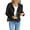 Black, variant on Women'S Casual Blazer Jacket Notched Lapel Single Breasted Faux Suede Leather Suit Jacket Khaki S