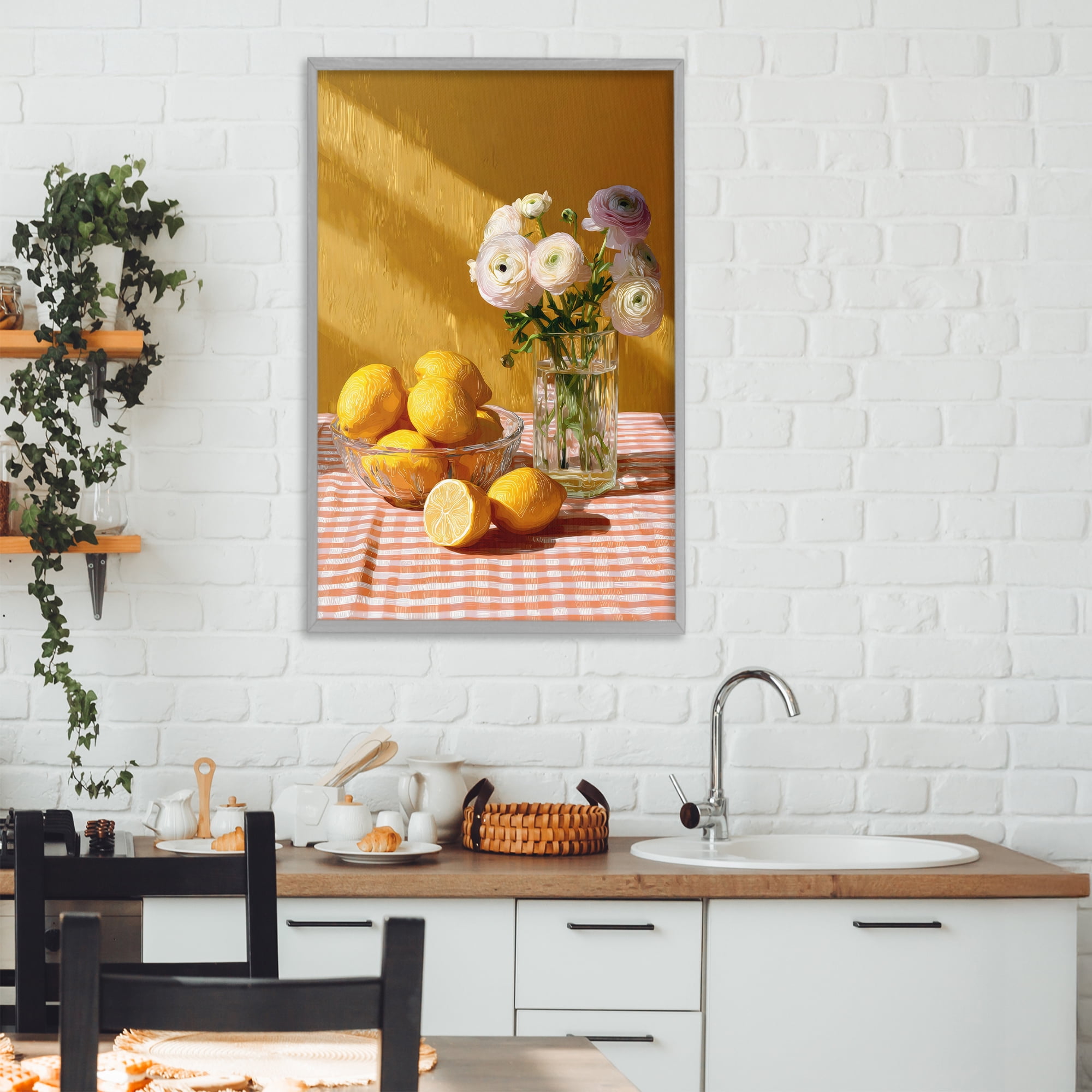 Stupell Industries Lemony Breakfast Arrangement Gray Framed Giclee Art, design by Petal Prints Design