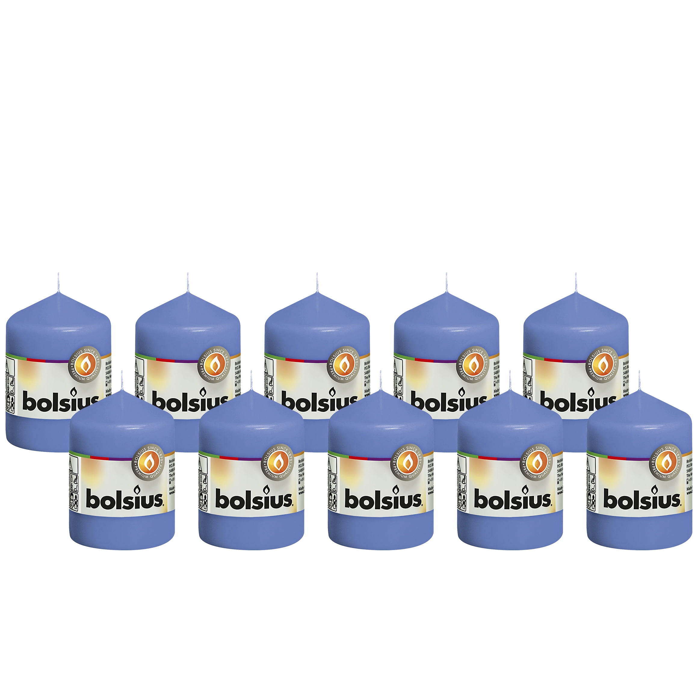 Bolsius 10 Blue Pillar Candles 2.25" X 3.25 " Halloween Decorations
