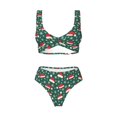 thumbnail image 5 of Honeii Santa Hat Joy Green Festive Print Women’s Bikini Set,Two Piece Swimsuit Bathing Suits,Stylish High Elasticity Swimwear for Beach and Pool, 5 of 7