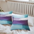 thumbnail image 6 of Purple Teal Ombre Throw Pillow Covers 20x20 Inch Set of 2, Abstract Modern Oil Painting Gradient Waterproof Outdoor Pillow Covers, Decorative Cushion Pillowcases for Couch, Sofa, Bed, Garden, Patio, 6 of 9