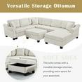 thumbnail image 4 of Harper & Bright Designs U-Shaped Sectional Sofa Couch Storage Ottomans, Chenille Upholstered Sectional Couch for Living Room, White, 4 of 16