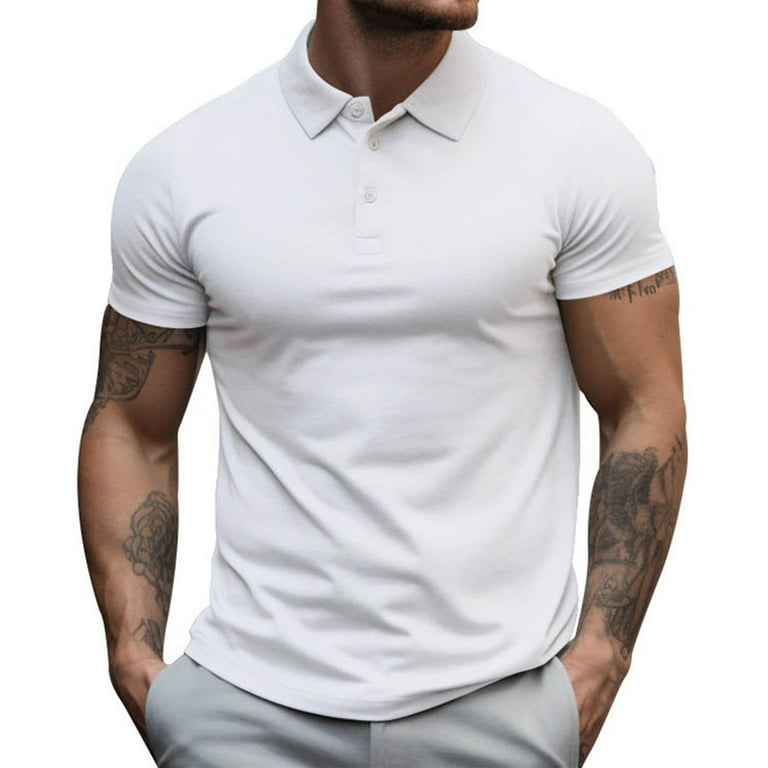White mens golf best sale shirts