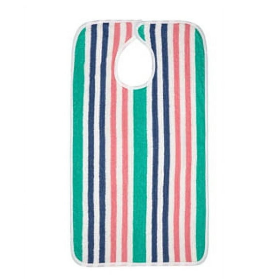 Nobles Health Care Products Pack of 6 - Terry Adult Bibs with Stripes Print - Velcro Closure
